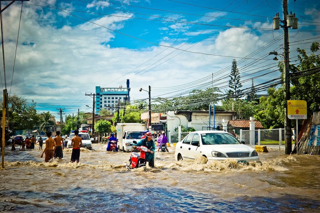 flood, weather, rainy days net zero climate change